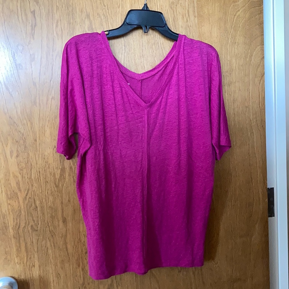 Eileen Fisher magenta linen top